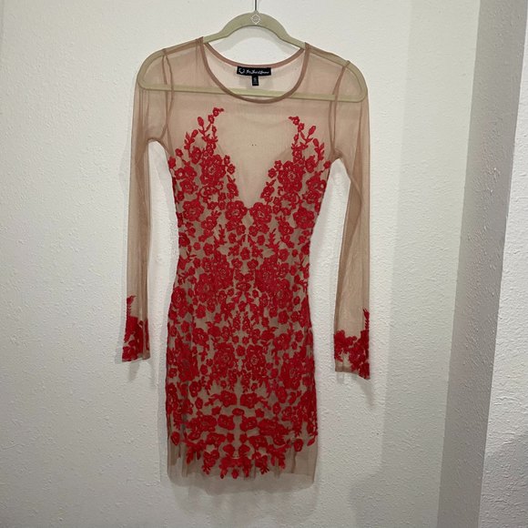 For Love And Lemons Red Lace Mini Dress - Picture 4 of 12